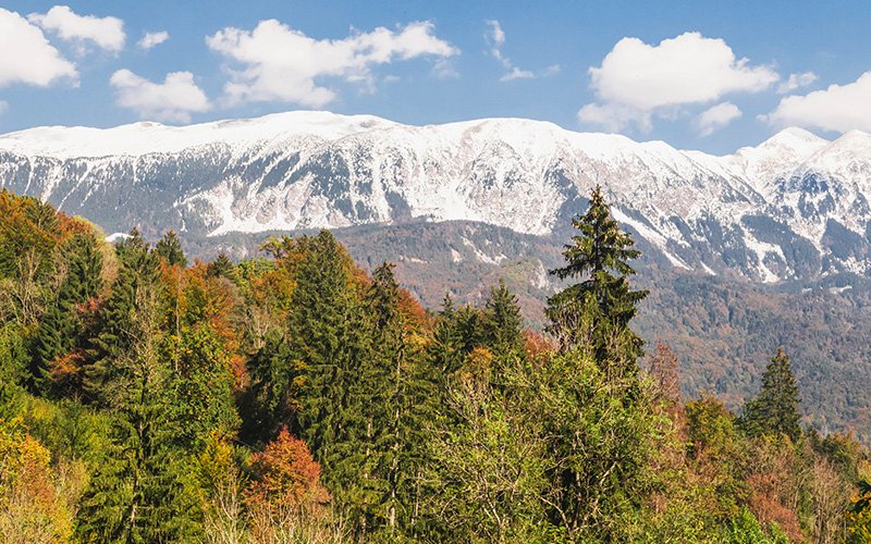 Besneeuwde bergtoppen