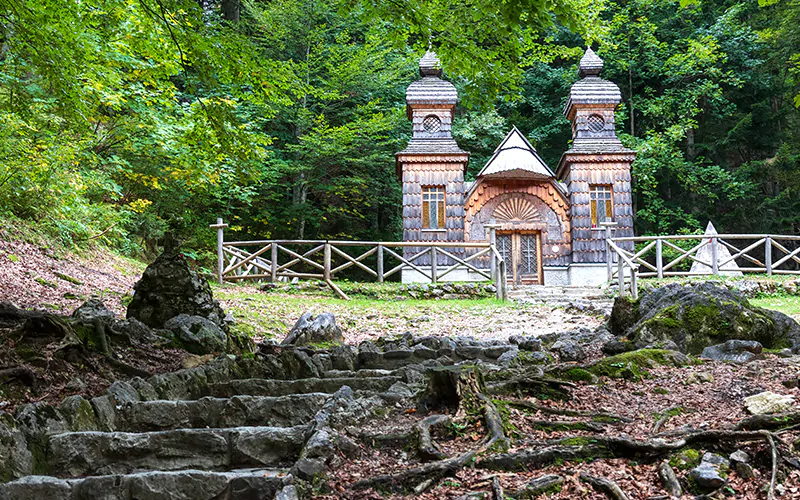 Orthodox Russische kerk bij de Vrsic bergpas